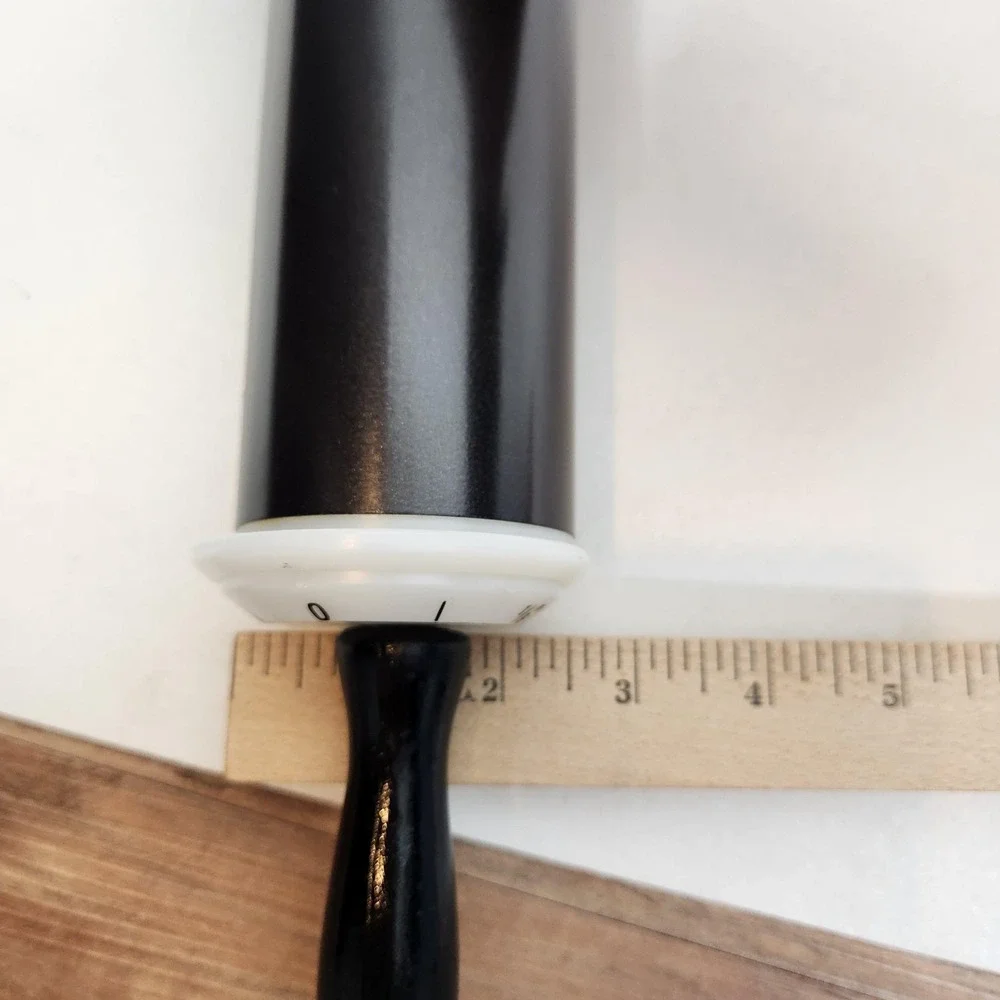 Xylan Nonstick Adjustable Rolling Pin Black Dough Thickness Gauge Baking Kitchen